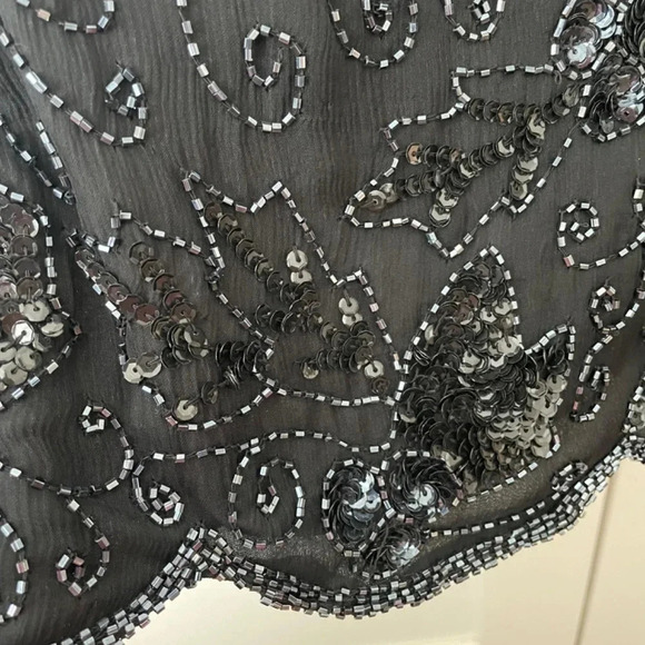 80’s Vintage Black Beaded Silk Top With Shear Sleeves S 2X (Large) New Year’s! - Picture 8 of 15